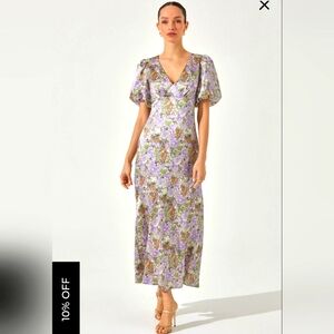 ASTR Satin Puff Sleeve Dress